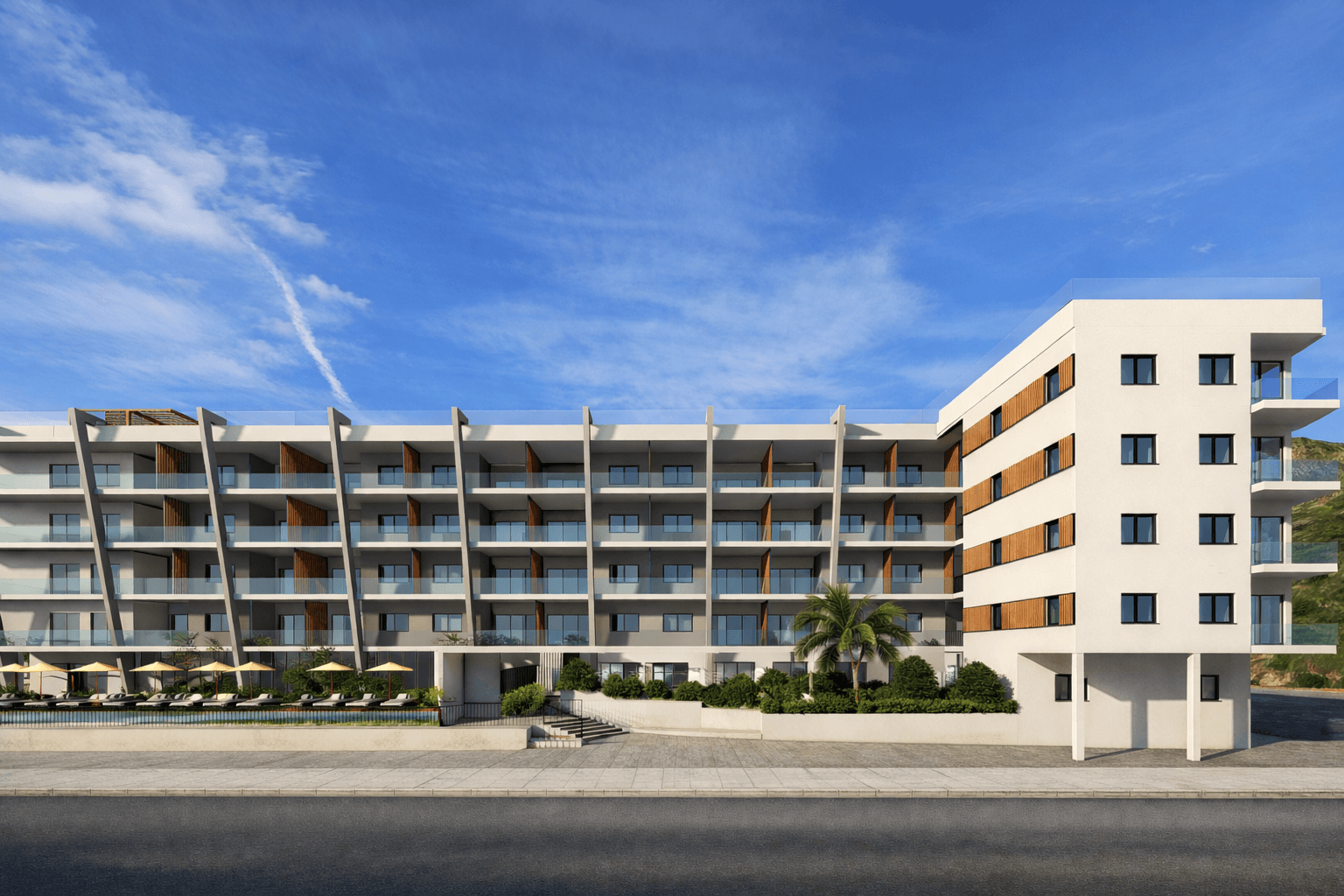Fachada lateral, paseo marítimo
